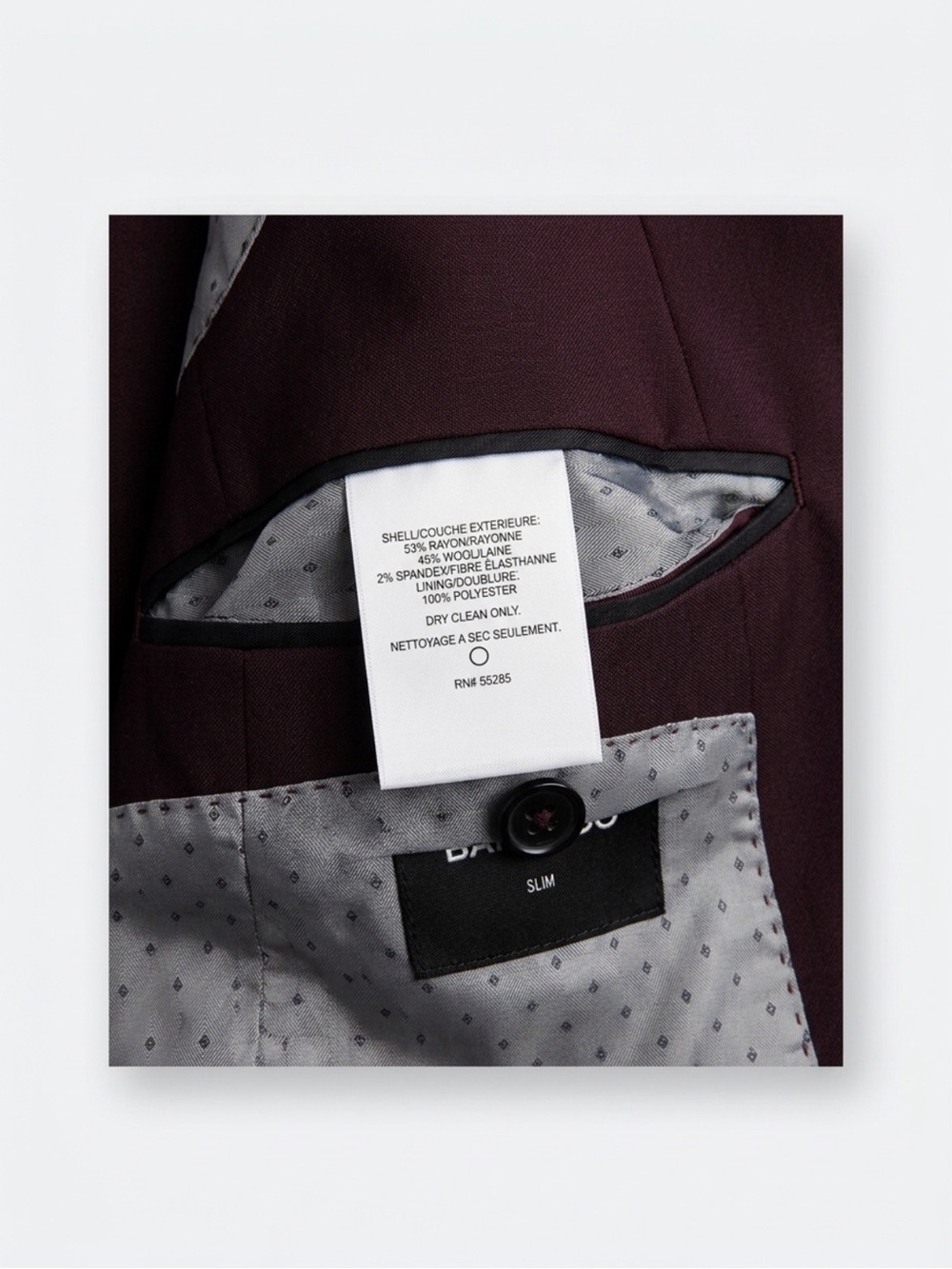 Express Men's Burgundy
Two-Button Wool Blend Jacket - Slim Size 36S x36C - Picture 13 of 14